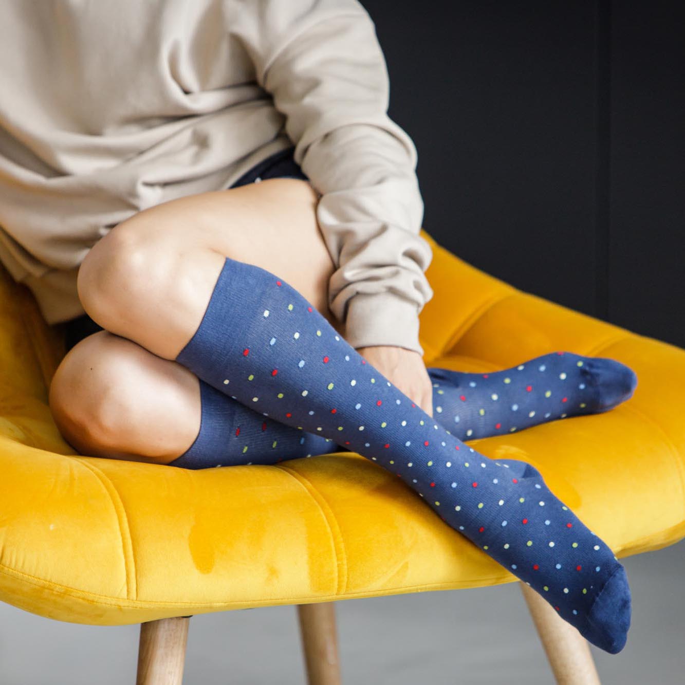 Fancy kniekous 810 - 810 sfeer dames blauw - 810 (3)